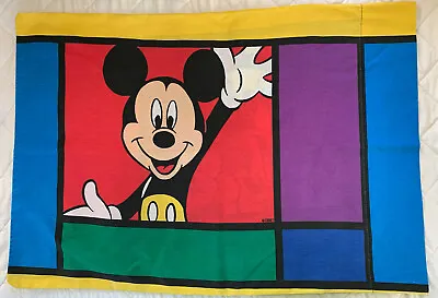 Disney Mickey Mouse Pluto Color Block Standard Pillow Case Vintage Red Blue  • $12.99
