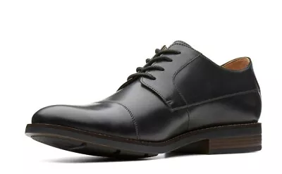 Clarks Becken Cap Derby Men Stylish Formal Black Leather Shoes 7 8 9 10 11 12 • £50.99