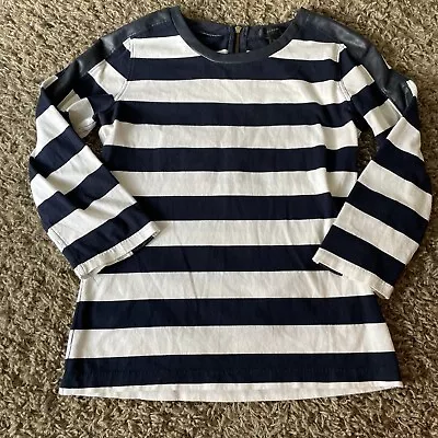 J Crew Womens Rugby Striped Tshirt With Back Zipper Size XXS • £9.40