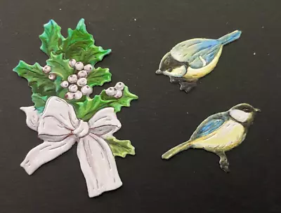 £1.80 • Buy Two Red Robins A Christmas Visit Cracker & Cole Birds/holly/bow Die Cuts