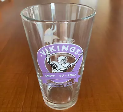 Vintage Minnesota Vikings Miller Lite Beer Glass Pint - Sept 17 1961 • $13.99