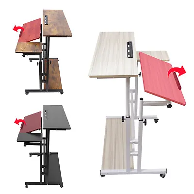 Portable Office Laptop Desk Rolling Adjustable Table Cart Computer Mobile Stand • $69.99