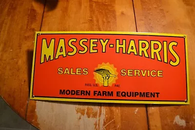 Original Massey Harris Sales Service Modern Farm Equipment Porcelain Sign Dealer • $129.99