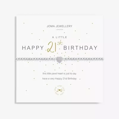 Joma Silver Plated Beaded Bracelet A Little HAPPY 21st BIRTHDAY + Gift Bag 1220 • £15.99