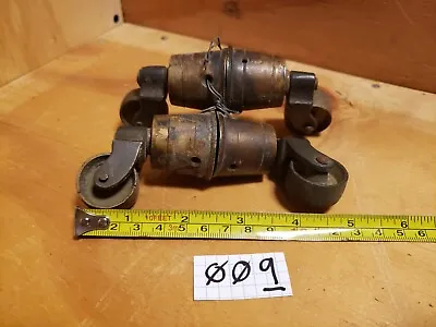 $30 • Buy 4 Vintage/ Antique Bucket Casters 1  Iron Wheels 2.25  Tall Nice Cond. (Lot 009)