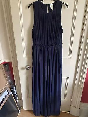 H&M Long Navy Evening/ Prom Dress Pleated Top Simple Elegant Design 16 BNWOT  • £9