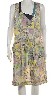 Megan Park Womens Dress Size 2 Gray Printed Sheath Knee Length Sleeveless Silk • $29.99