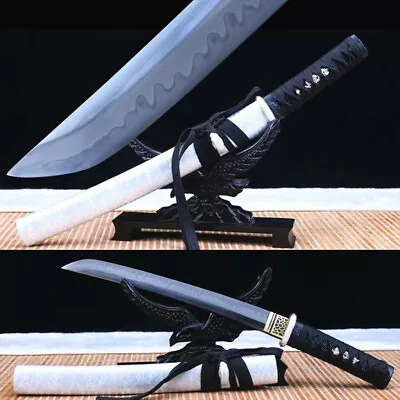 Japanese Wakizashi Sword Katana Samurai Tanto Knife Sharp Clay Tempered T10 Stee • $125.40