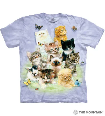 10 Kittens Cat Unisex Adult T-Shirt The Mountain 100% Cotton Light Purple • $27