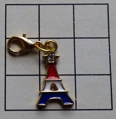 Vintage Tibetan Paris Eiffel Tower Clip Charm Zip Bag Bracelet Gold Finish Phone • £2.95