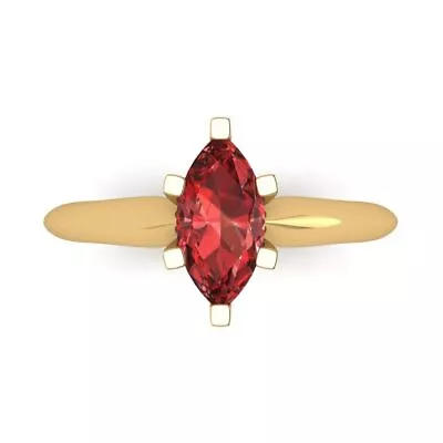 1.0 Marquise Cut Natural Red Garnet Wedding Bridal Promise Ring 14k Yellow Gold • £300.06