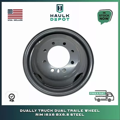 Dually Truck Dual Trailer Wheel Rim 16 X6   8x6.5 Steel Grey • $119