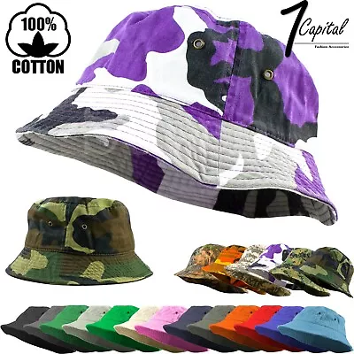 Bucket Hat Cap Cotton Fishing Boonie Brim Visor Sun Safari Summer Men Camping • $9.99