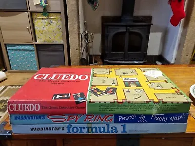 £19.99 • Buy Three Vintage Board Games Cluedo Formula 1 Spy Ring
