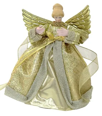 Christmas Tree Topper Fairy Angel Decoration Treetop Ornaments Gold Gown • £6.99