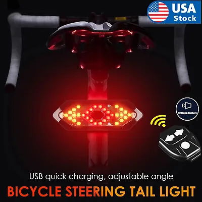 $12.78 • Buy Bicycle Tail Light USB Smart Wireless Remote Control Turn Signal Warning Lamp US
