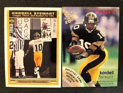 NFL - Kordell Stewart 1996 Upper Deck CC Season Record & 1996 Fleer '95 Rookie • $1.29