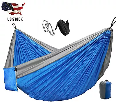 Double Camping Hammock Travel Outdoor Garden Hanging Swing Yard Nylon Chair Bed • $15.99