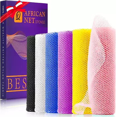 6 Pieces African Bath Sponge African Net Long Net Bath Sponge Exfoliating Shower • $23.37