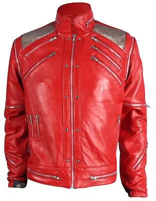 Michael Jackson Beat It Real Leather Jacket With Real Metal Mesh Sizes  XXS-5XL • $52.50