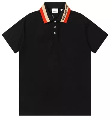 Burberry Men's Short Sleeve Casual Check Polo Shirt Black Size Large • $116.19