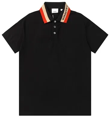 Burberry Men's Short Sleeve Casual Check Polo Shirt Black Size XL • $169