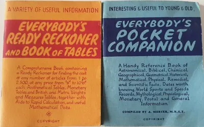Vintage Everybodys Ready Reconer And Book Of Tables & Evebodys Pocket Companion • $50.51