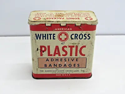 Vintage American White Cross 47 Plastic Adhesive Bandages Metal Tin #AQ • $6.50