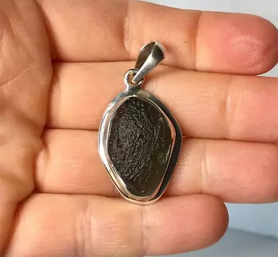 Beautiful Big Czech Moldavite 925 Sterling Silver Pendant • $40.19