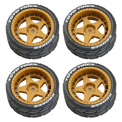 4Pcs 1/10 Scale RC Rubber Tires Hex 12mm Wheels Rims For RC On-Road Buggy Car • $22.99