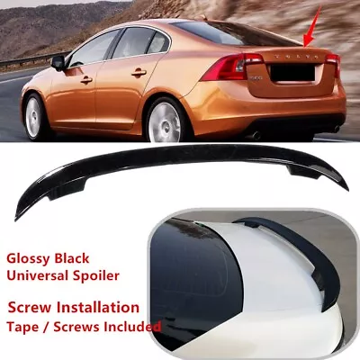 Fit For Volvo S60 10-18 Rear Trunk Spoiler Lip Sport Wing Universal Gloss Black • $69.81