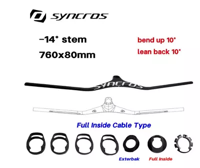 Syncros Carbon Handlebar Multiple Colour MTB Integrated Handlebar Stem -14° 60-1 • $74.99