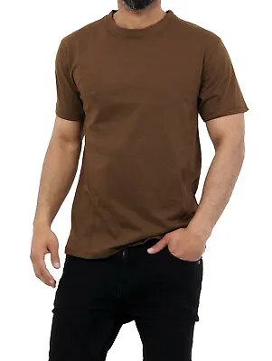 £7.99 • Buy 2x Men's Plain Short Sleeve T-Shirt Men Top Slim Fit Round Hem Casual Tops Crew 
