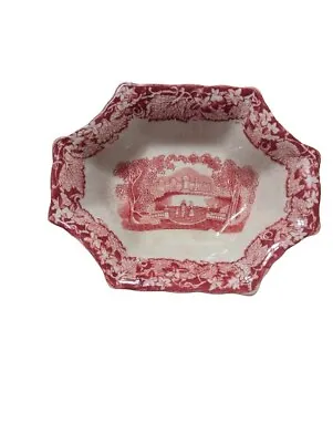 Vintage Masons Vista England Rose Pink Ironstone 5.75   Bowl Octagonal Crazing • $23.99