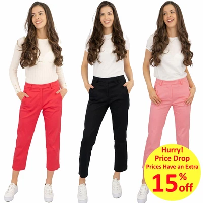 £16.95 • Buy M&S Women Chino Pink Red Black The Mia Slim Trouser Formal Work Tapered Cropped