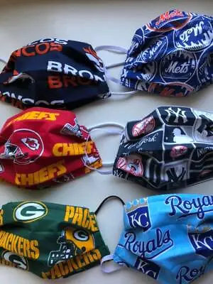    NEW' 8 Different Sports Homemade Face Mask W/Nose Wire Adult Size  • $5.99
