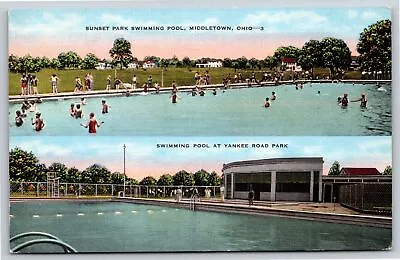 Middletown Ohio~Splitview Pools~Sunset Park~Yankee Road Park~1940s Linen PC • $8.99