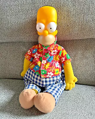 Vintage 1997 The Simpsons Homer Simpson Plastic Head Plush Toy Floral Shirt • £13.99