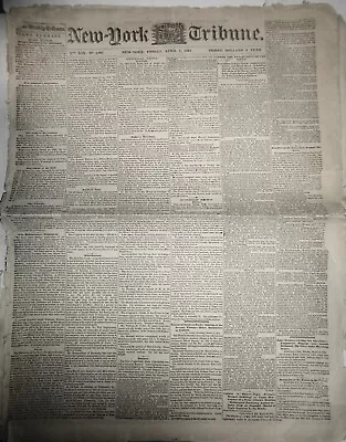 NEW YORK TRIBUNE - APRIL 1 1864 - Civil War- Enlistment Of Negro Troops. • $37.60