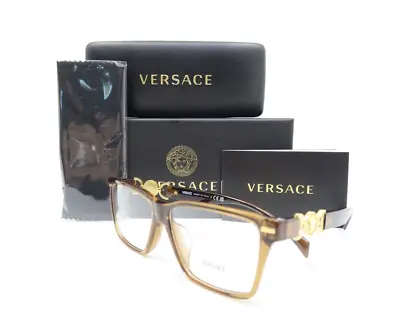 Versace Mod. 3335-F 5028 56mm Transparent Brown-Medusa Asian Fit New Eyeglasses. • $99.99
