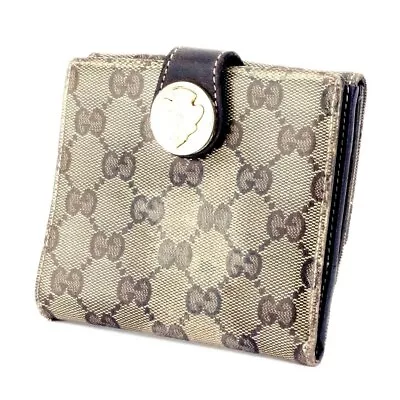 GUCCI Hook Purse GG Crystal Beige Coating Canvas ?~ Leather Used D2104 • $138.23