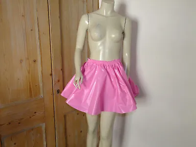 PVC Circle Skirt Pink Vinyl Skater Plastic Mini Vinyl Roleplay Costume Shiny • $41.03