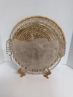 Cristal D'Arques France Wildlife Elk Serving Decorative Platter 13.5  X 12.75  • $30