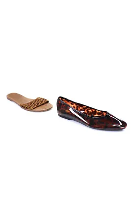 $29.01 • Buy Zara Womens Braided Strap Sandals Animal Ballet Flats Brown Size EUR39 40 Lot 2