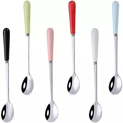 Dinner Spoons Set Of 6 Stainless Steel Iced Teaspoons With Ceramic Handle 6.8inc • $22.41