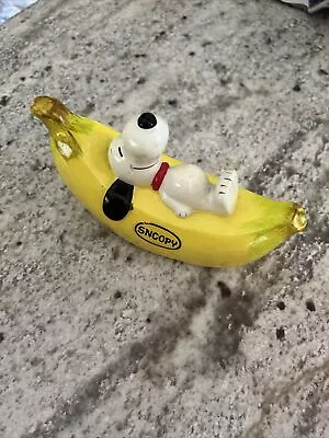 Vintage 1966 SNOOPY Laying On A Banana Savings Coin Bank With Stopper • $18