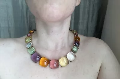 $75 • Buy Zara Necklace Candy Colors Cabochon Plastic Stones Costume Jewelry Choker 