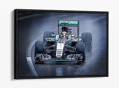 Lewis Hamilton Mercedes F1 Float Effect Canvas Wall Art Picture Paper Print- • £49.99
