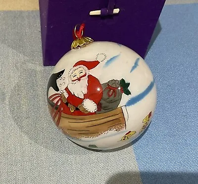 Vintage Glass Bauble Father Christmas At Sea Scene Boxed Hand Painted Gift Idea • £11.50