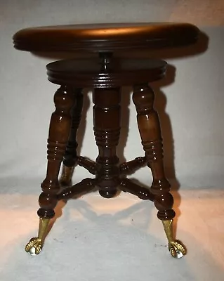 Antique Tonk Chicago New York Clawfooted Piano Stool 1800's Restored Dark Wood • $199